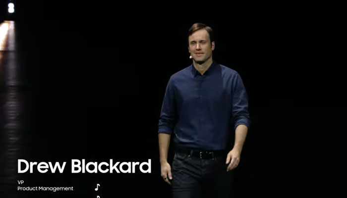 Samsungs Product Management Vice President Drew Blackard unveils AI features in the S24 series during the Samsung Galaxy Unpacked event held at San Jose Centre, California on January 17 2024. — YouTube Screengrab