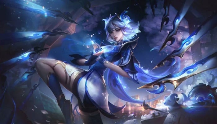 The image shows a poster from League of Legends. — Riot games