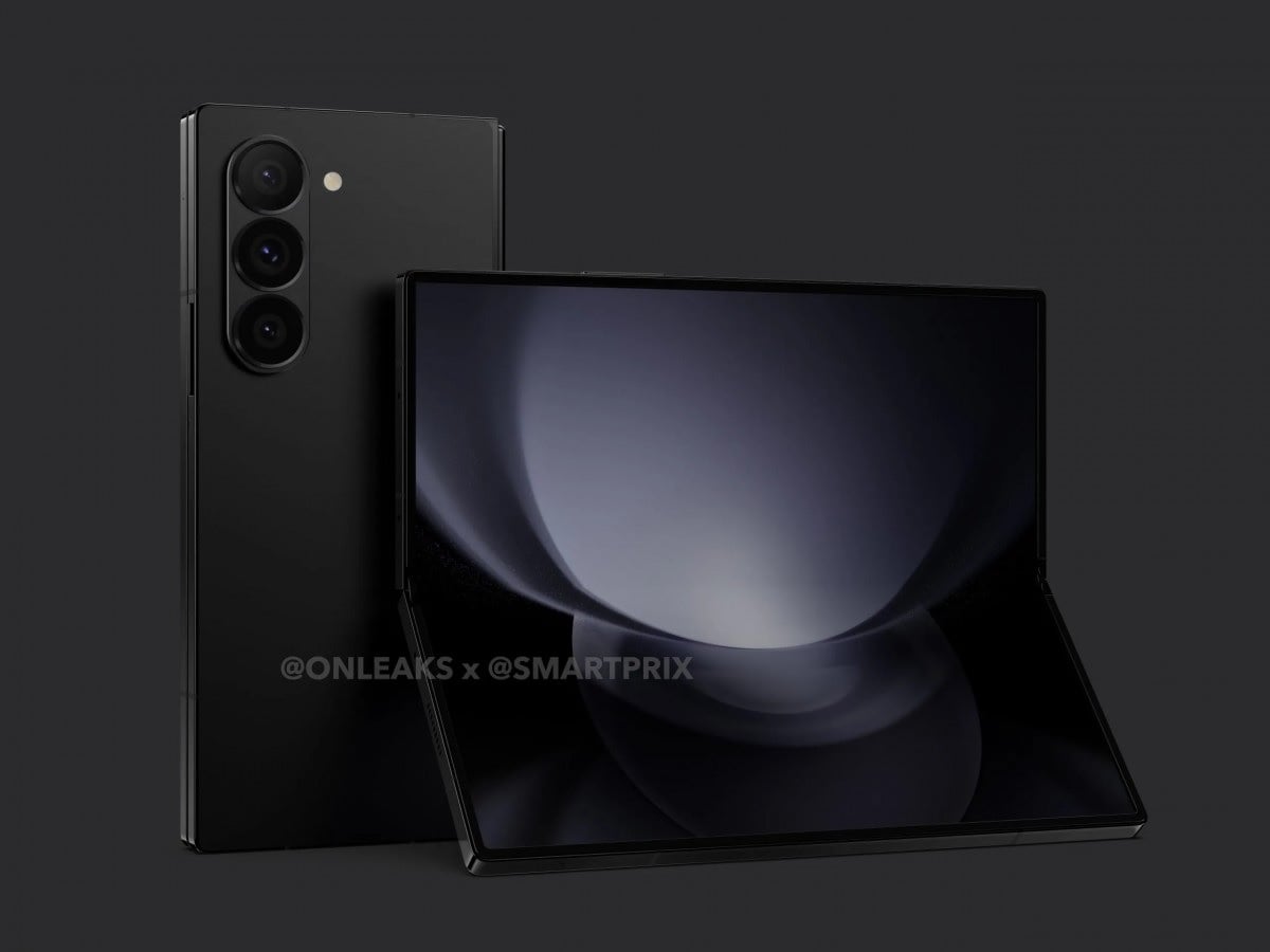 The image shows leaked render of Galaxy Z Fold 6. — OneLeaks, SmartPrix