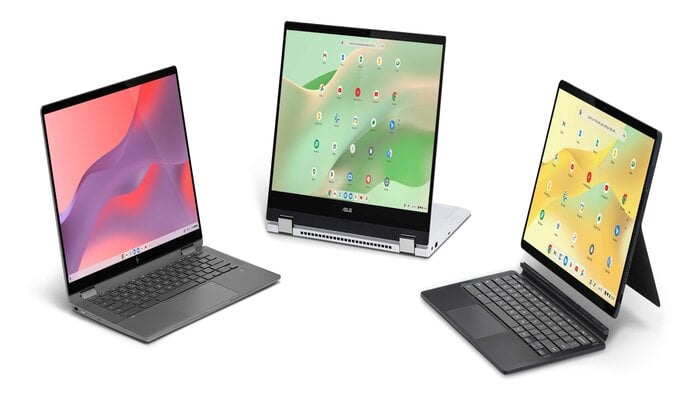 An undated image showing Google Chromebooks. — Google