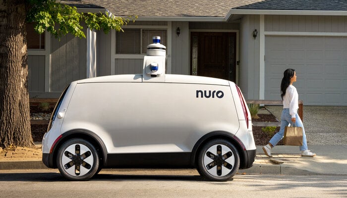 An undated image of a Nuro vehicle. — Nuro
