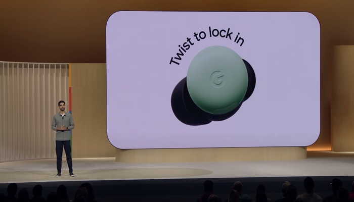 An image of Pixel Buds Pro 2 taken on August 13 at Mountain View headquarters in California. — Screengrab via YouTube Made by Google channel