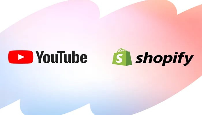 An undated image of YouTube and Shopify logo. —YouTube Blog
