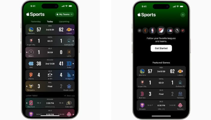 An undated image of Apple Sports app. — Apple