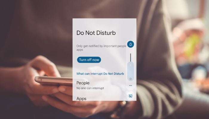 An undated image of Do Not Disturb mode and of a person using phone. — Google Blog/Canva