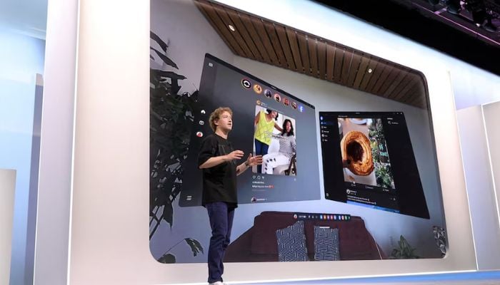 An image of Meta CEO Mark Zuckerberg making a keynote speech at the Meta Connect annual event at the companys headquarters in Menlo Park, California, US, September 25, 2024. — Reuters