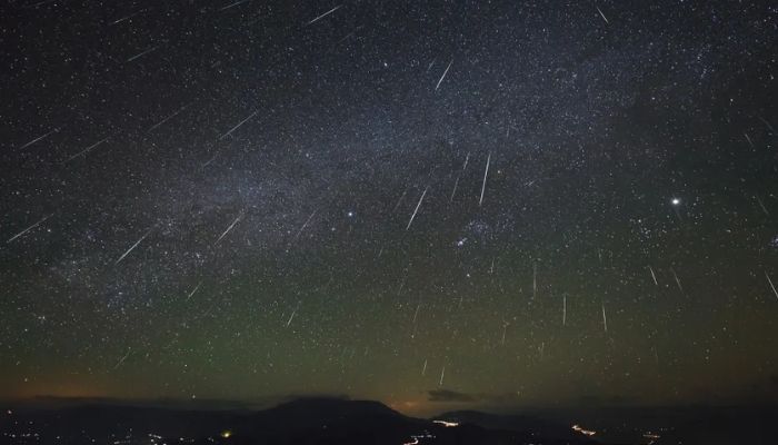 An undated image of the Geminid meteor shower. — NASA