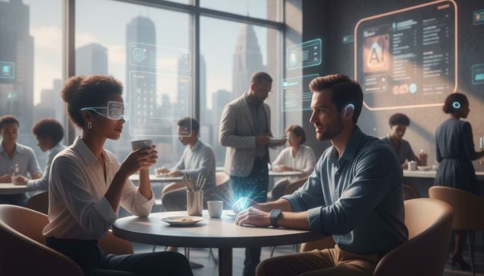 An AI-generated image of a representation of AI-integrated tools used by people. — Google Gemini