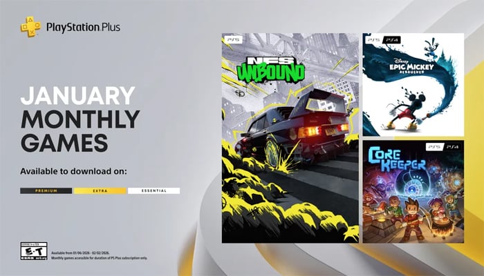 An undated image of PS Plus monthly games for January 2026 poster. — Sony