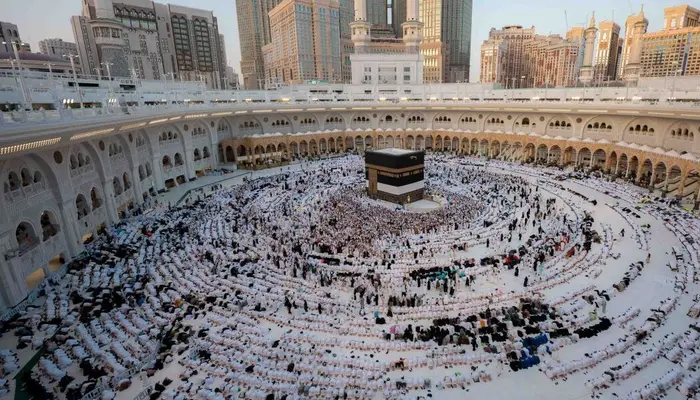 Muslim pilgrims hold their evening prayers in the grand mosque, during the annual Hajj pilgrimage in the holy city of Mecca, Saudi Arabia, June 6, 2025. — Reuters