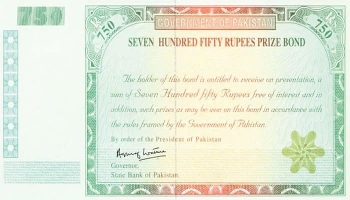 An undated image of Rs750 prize bond. — State Bank of Pakistan