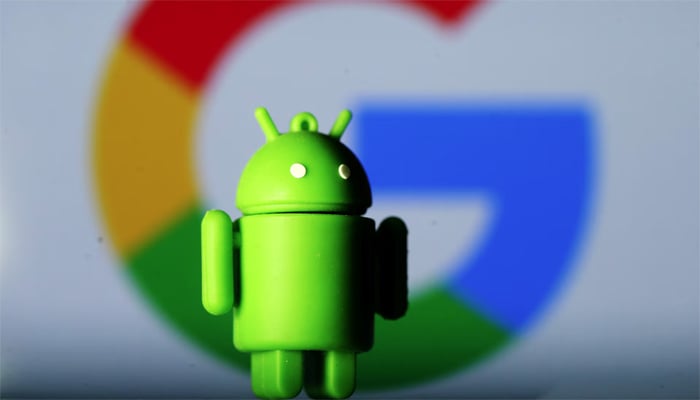 A 3D printed Android mascot Bugdroid is seen in front of a Google logo in this illustration taken July 9, 2017. — Reuters